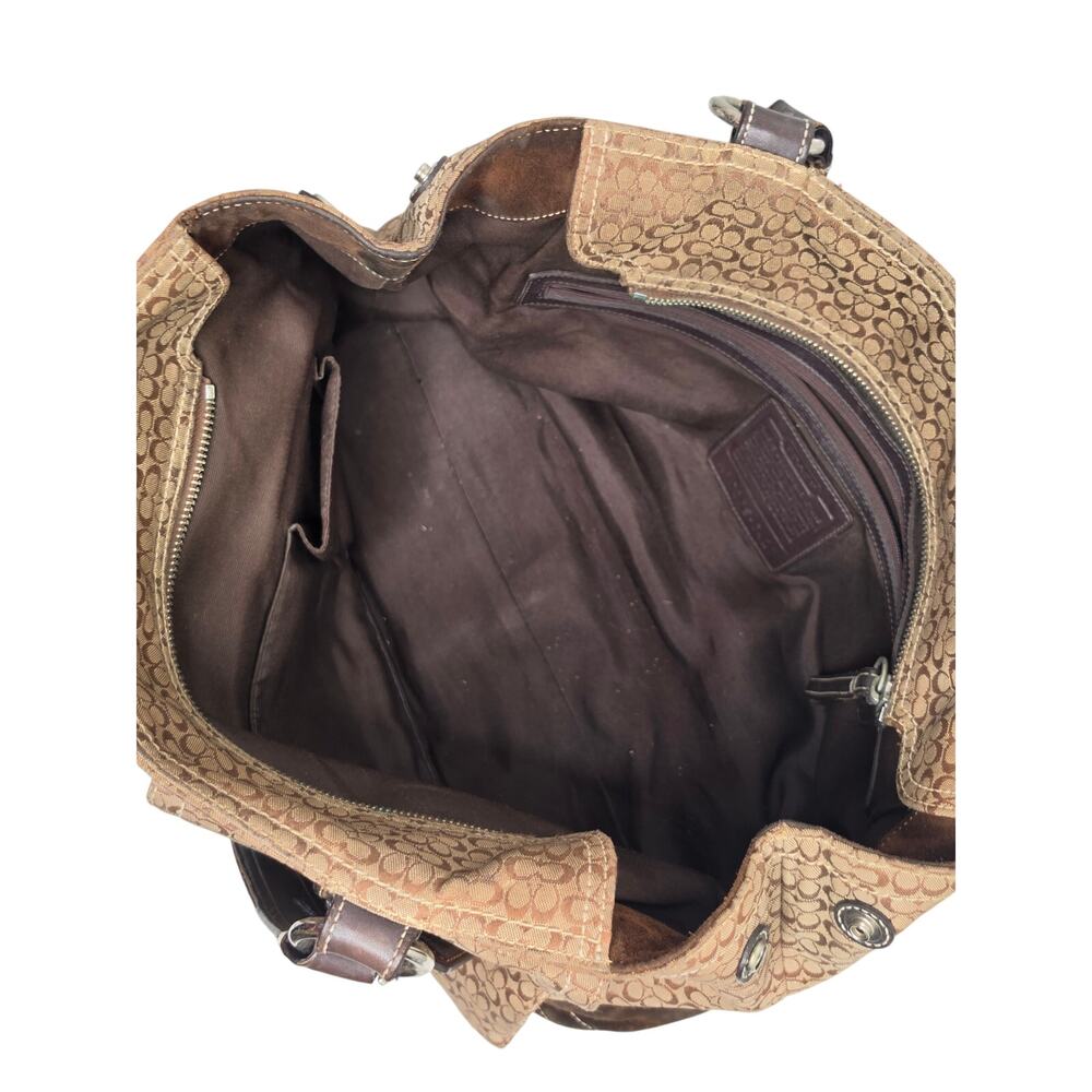 Coach Large Expandable Soho Purse - Brown Signature Textile Jacquard - Picture 10 of 11